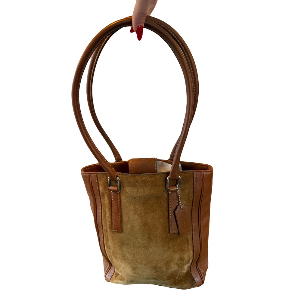 Vintage 2001 Coach Suede & Leather Tote Bag F1P-9424 – Made in Costa Rica - Picture 7 of 13